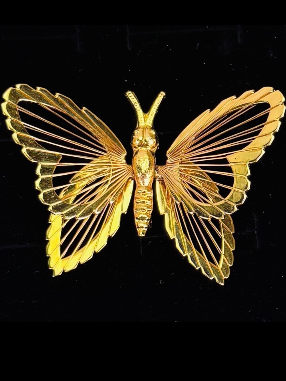 Vintage Monet, textured goldtone, 3-D butterfly brooch, pin